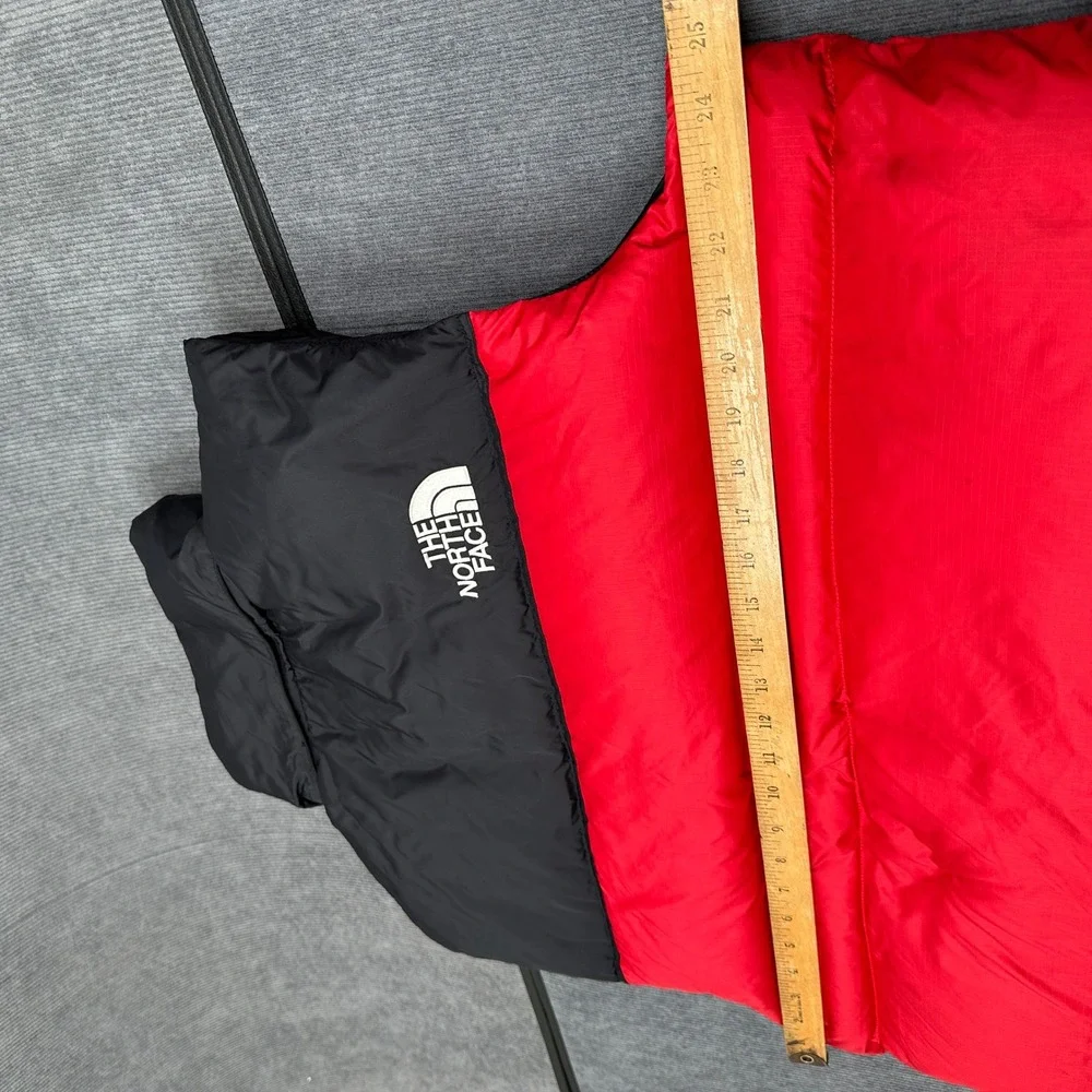 The North Face Nuptse 700 Down Puffer Vest Mens Large Red Black Colorblock
